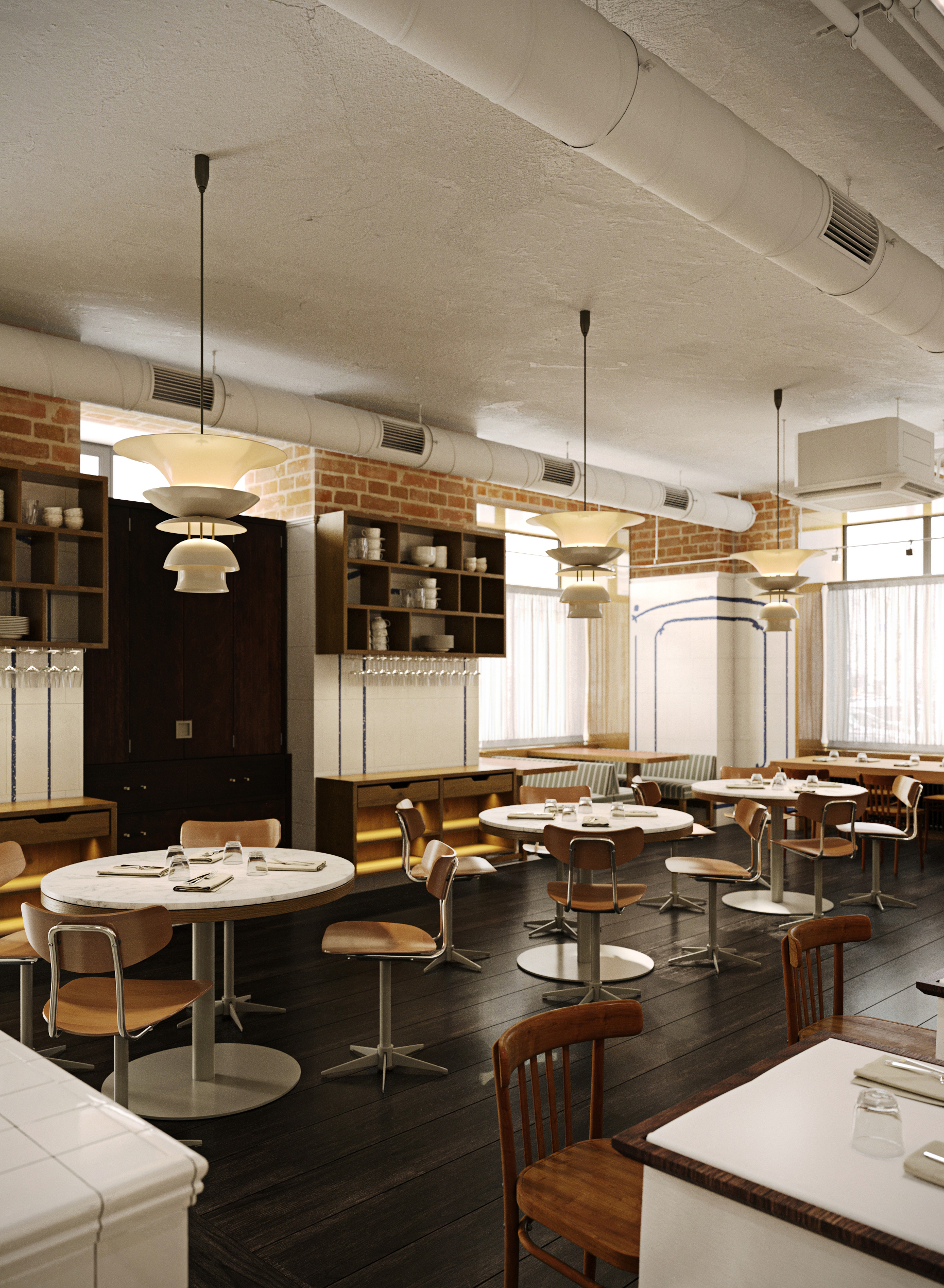 Mid-century industrial restaurant